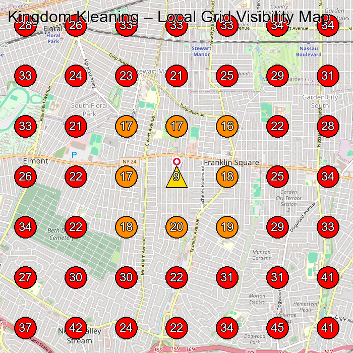Kingdom Kleaning GeoGrid visibility map for House Cleaning Service in None